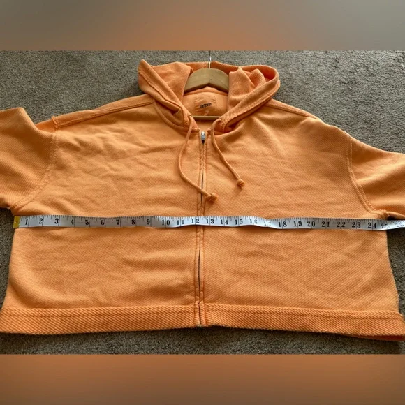 Aerie Orange Cropped Beach Party Zip up hoodie, size large, oversized, BNWT - Picture 10 of 11